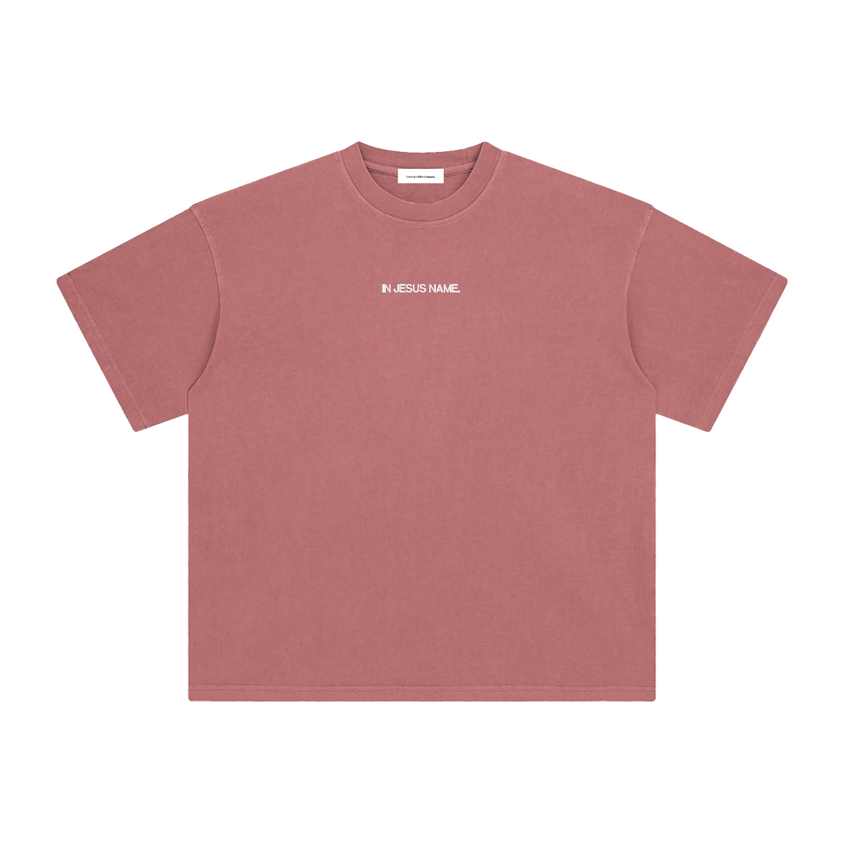 In Jesus Name. Embroidered Premium Cotton Tee