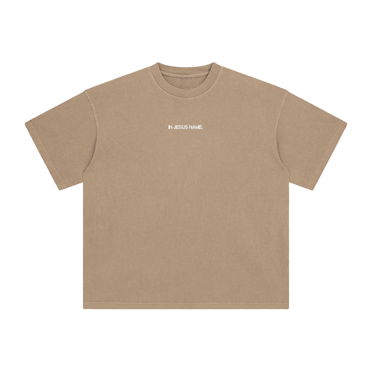 In Jesus Name. Embroidered Premium Cotton Tee