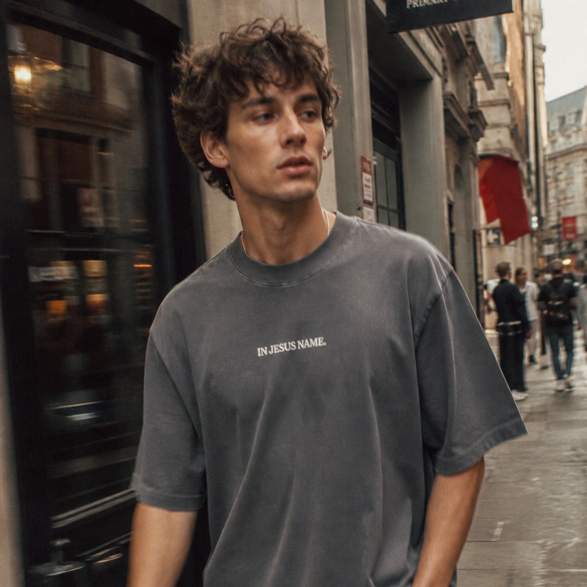 In Jesus Name. Oversized Essential Tee (100% Cotton)