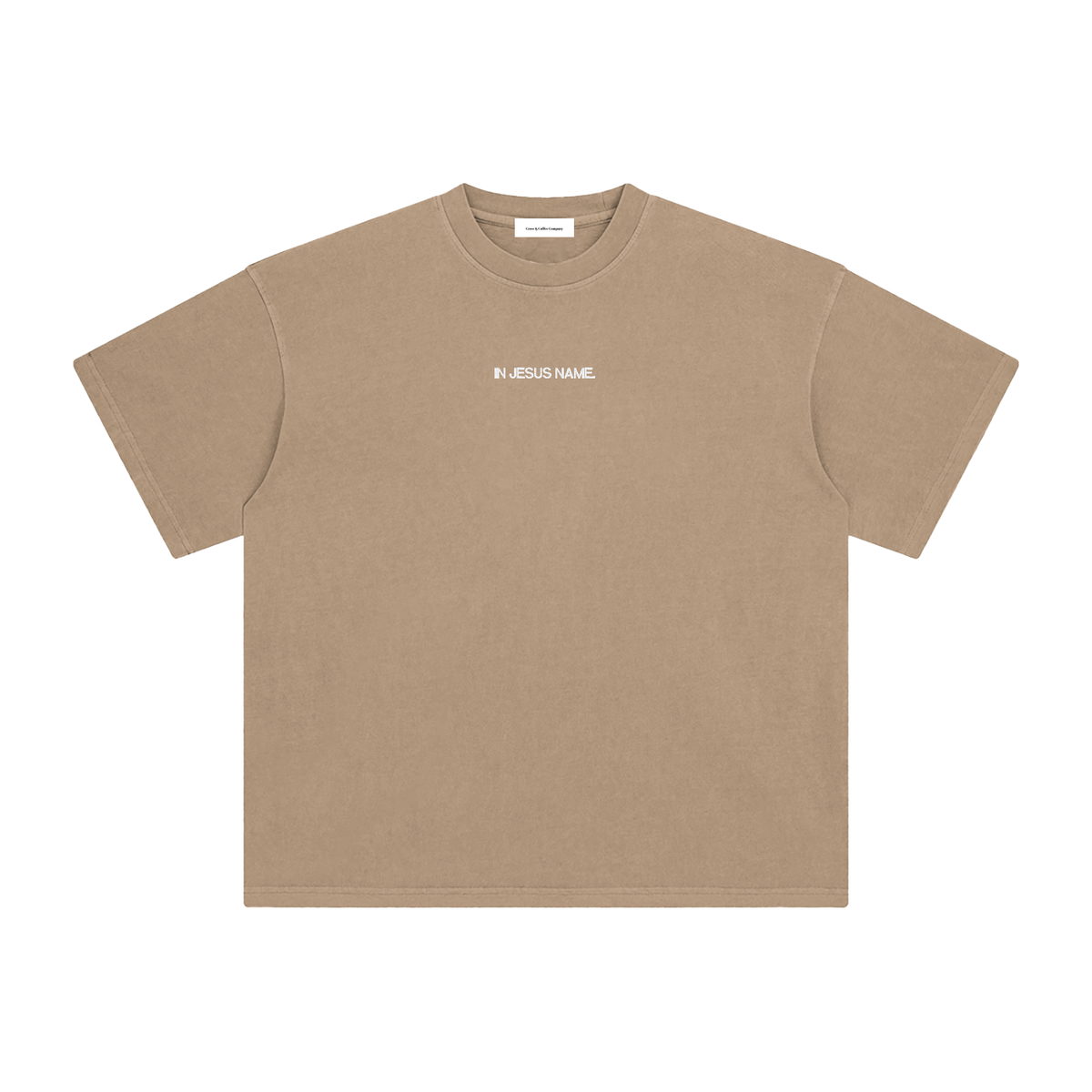 In Jesus Name. Embroidered Premium Cotton Tee