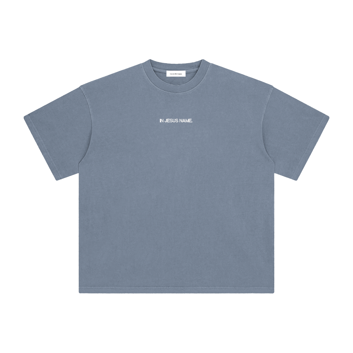 In Jesus Name. Embroidered Premium Cotton Tee